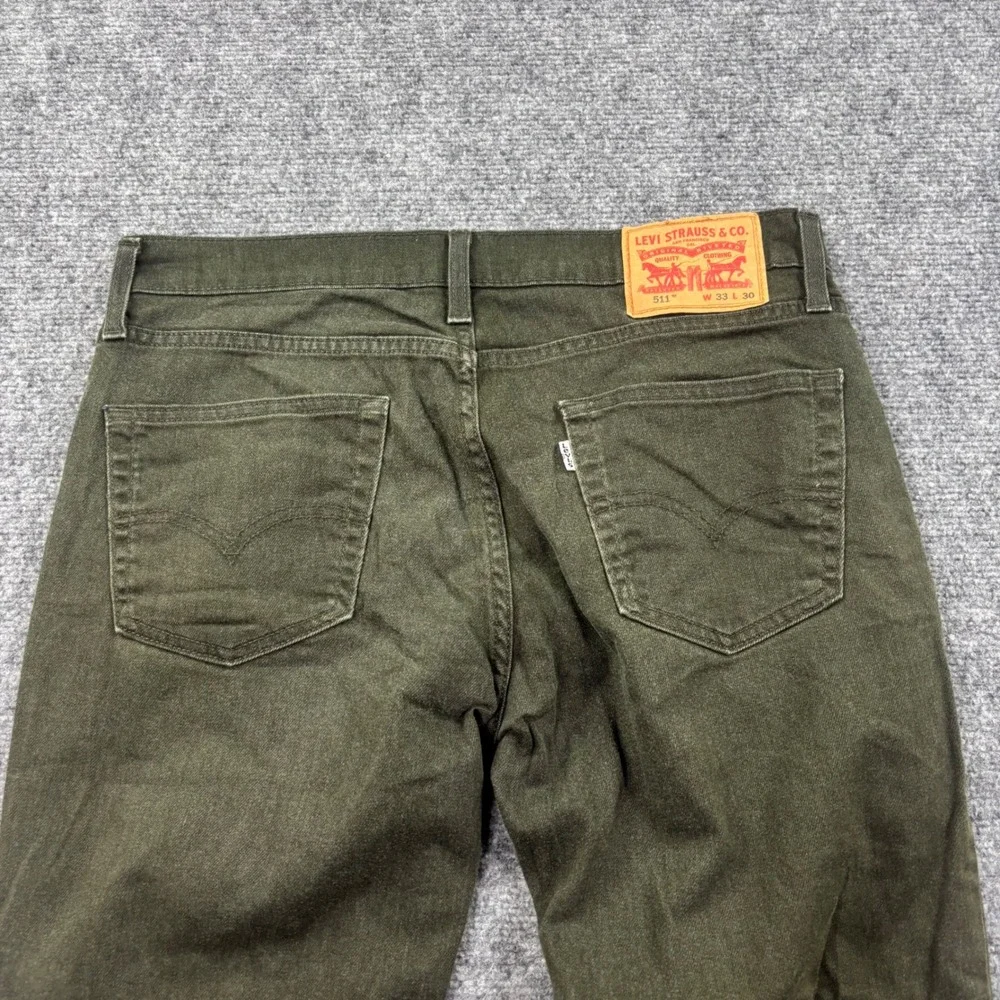 Levi's 511 Slim Fit Pants 33W x‎ 30L Olive Green Stretch Twill Chino Men's